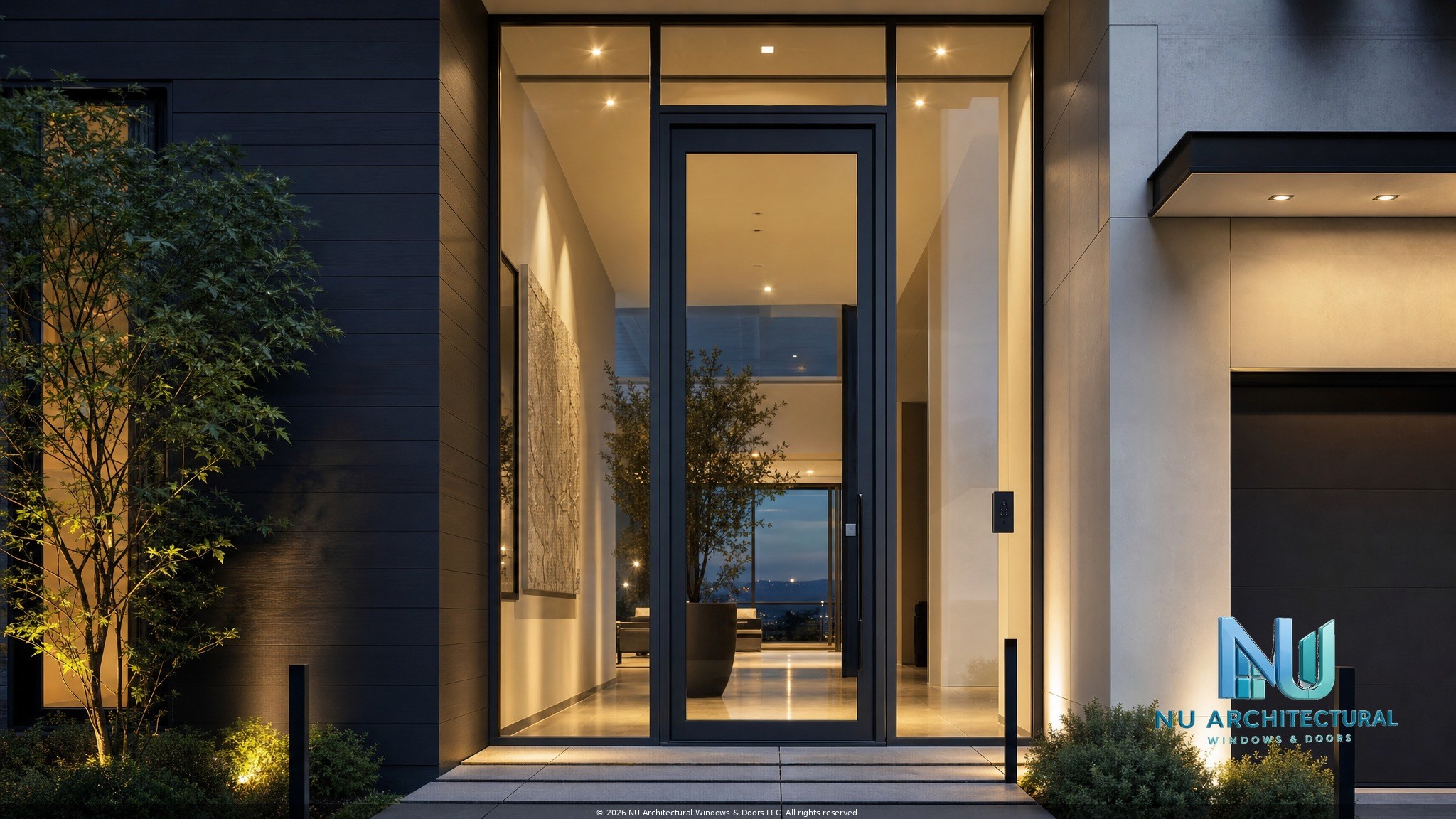 Aluminum entrance doors with full-height glazing